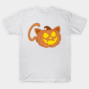 Halloween Pumpkin Cat Version 2 T-Shirt